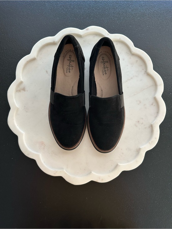 Collection By Clarks Shoes - Women’s Collection By Clark’s Black Faux Suede Slip-On Loafers Size 7